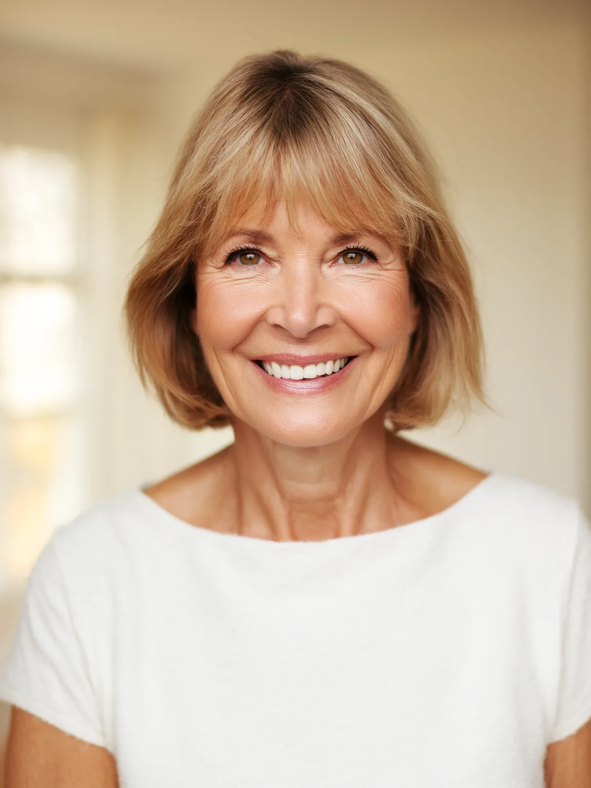 Air-Dried Classic Warm Caramel Blonde Bob